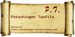 Petschinger Teofila névjegykártya